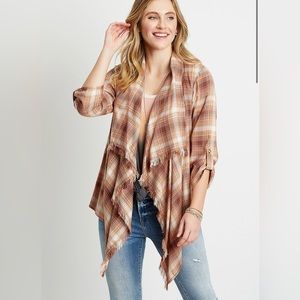 Plaid drape front kimono Maurice’s size xl